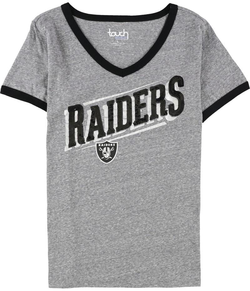 Touch Womens Las Vegas Raiders Sequin Embellished T-Shirt in Gray