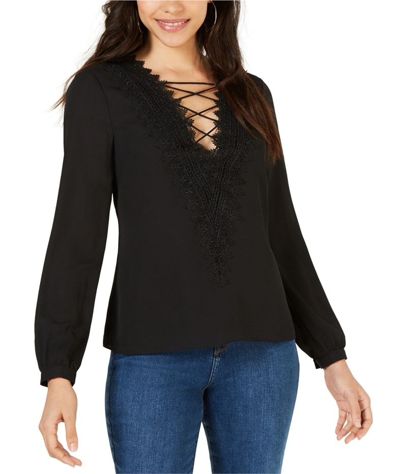 Leyden Womens Lace-Trim Shell Blouse