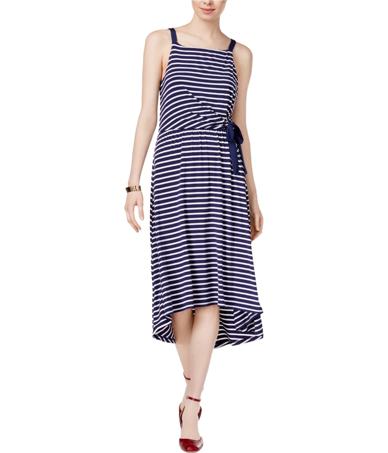 maison Jules Womens Striped High-Low Dress in Blue