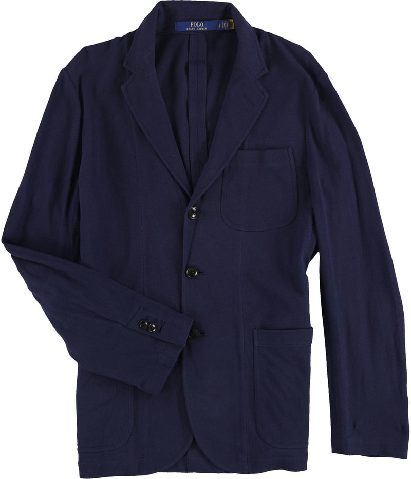 Ralph Lauren Mens Pique Three Button Blazer Jacket in Navy