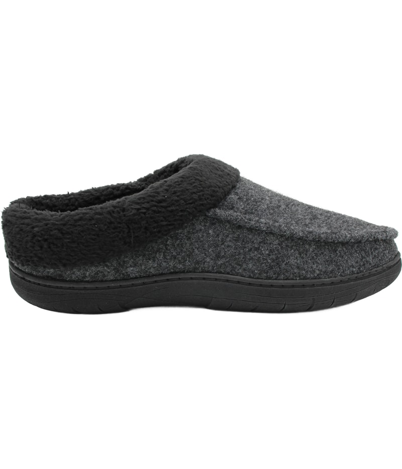 Haggar Mens Fleece-Lined Comfort Slippers in Charcoal