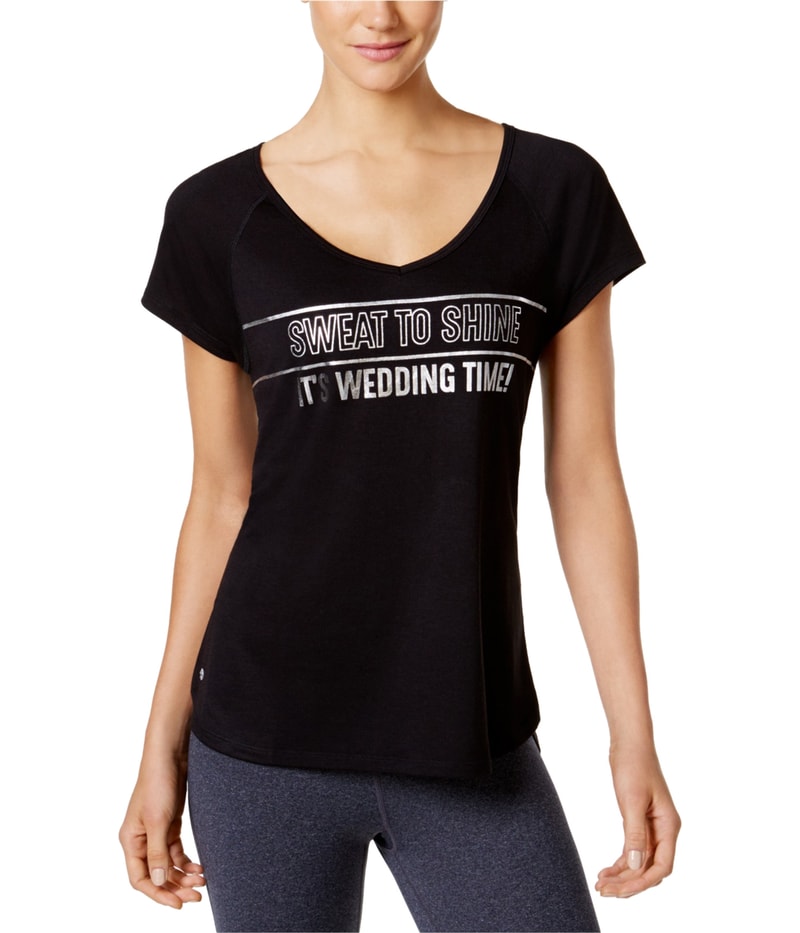 Ideology Womens Wedding Time Graphic T-Shirt in Black