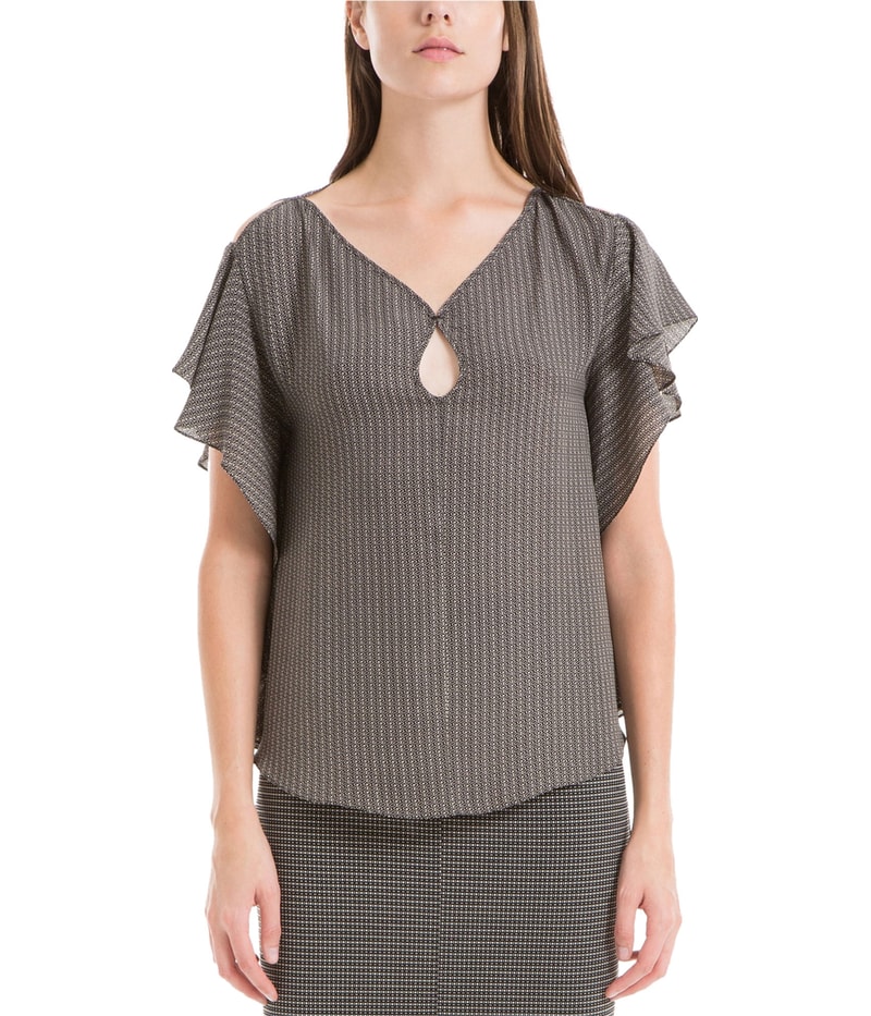 Max Studio London Womens Printed Knit Blouse in Gray