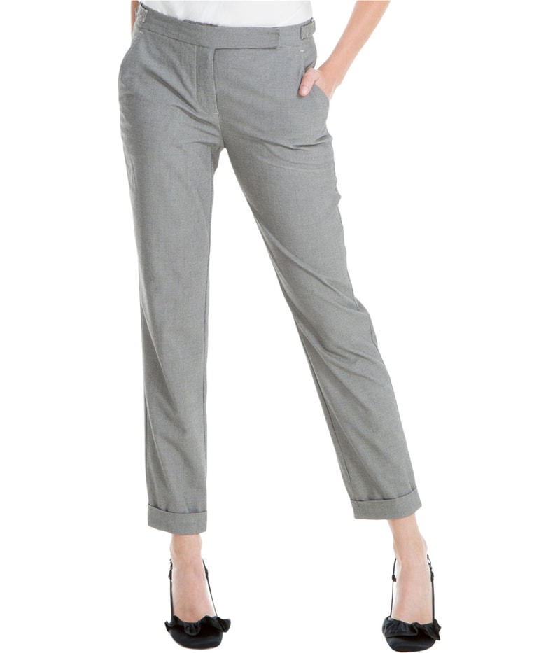 Max Studio London Womens Printed Straight-Leg Straight Leg Dress Pants in Gray