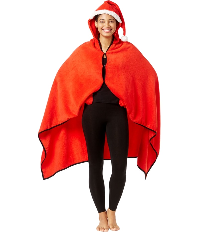 PJ Couture Womens Hooded Poncho Robe in Red