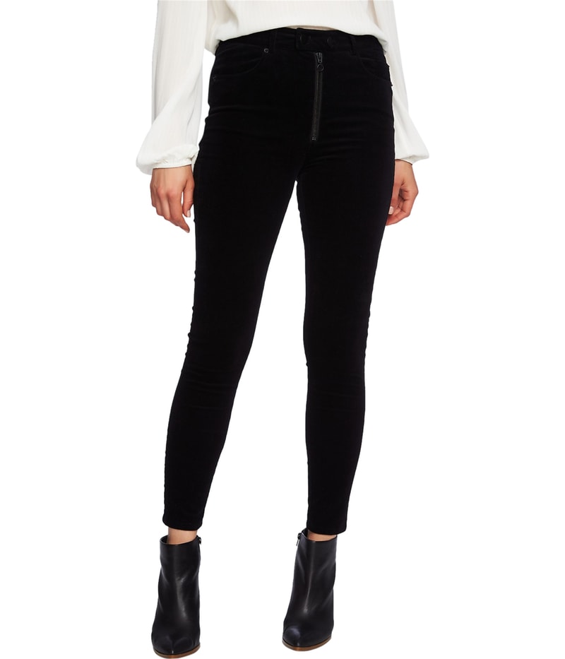 1.STATE Womens Exposed Zipper Straight Leg Casual Pants in Black