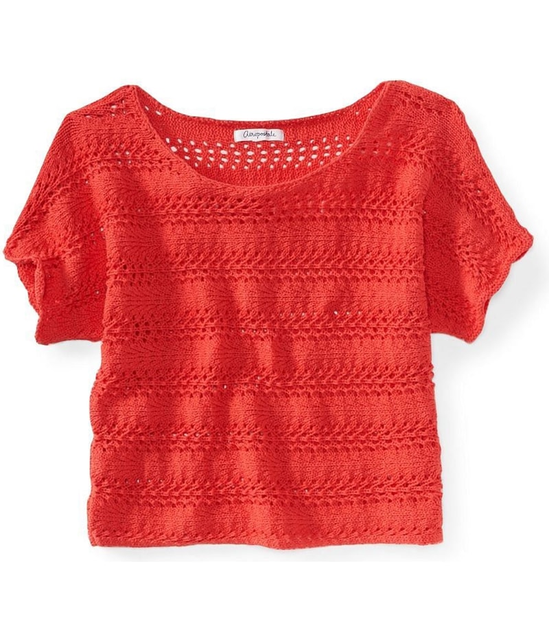 Aeropostale Womens Cropped Ted Knit Sweater in Orange