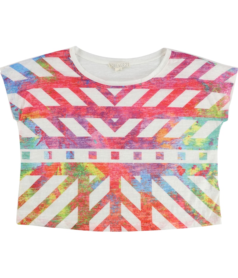 Forever 21 Womens Aztec Print Graphic T-Shirt in Cream