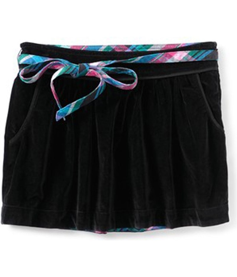 Aeropostale Womens Velour Removable Belt Mini Skirt in Black