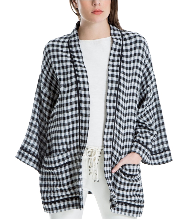 Max Studio London Womens Kimono Wrap Jacket in Black