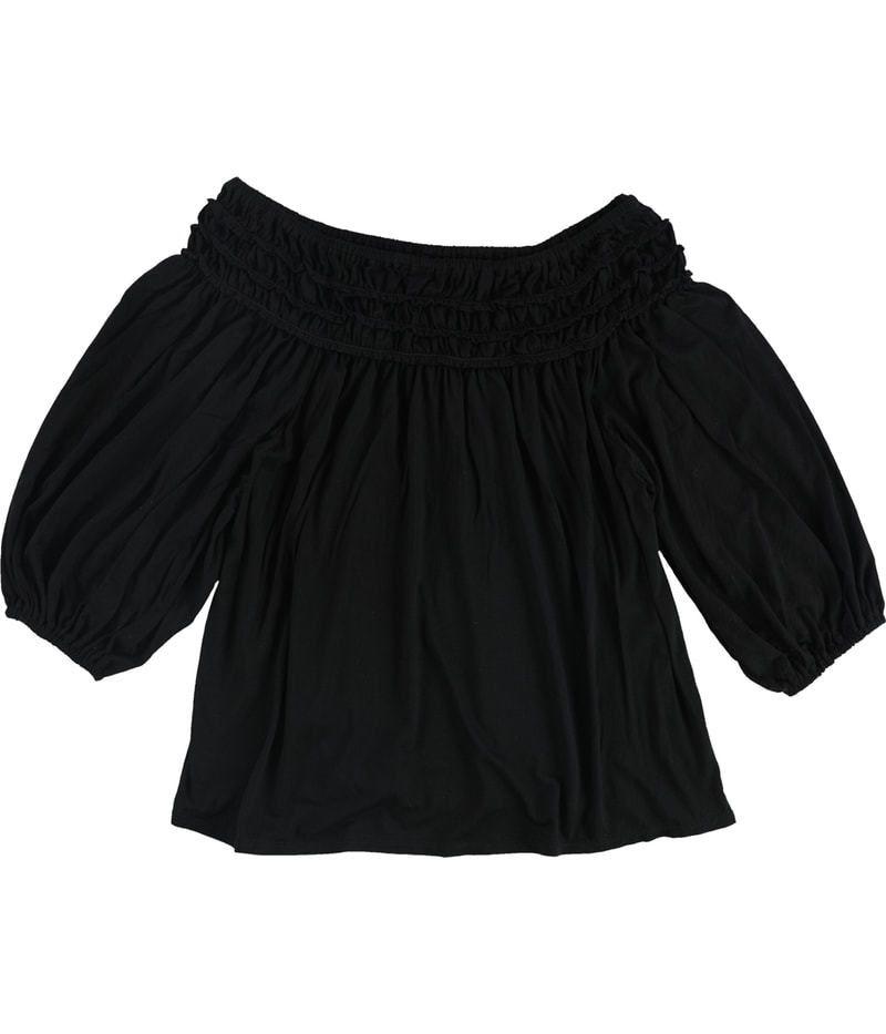 Max Studio London Womens Ruffled Off the Shoulder Blouse in Black