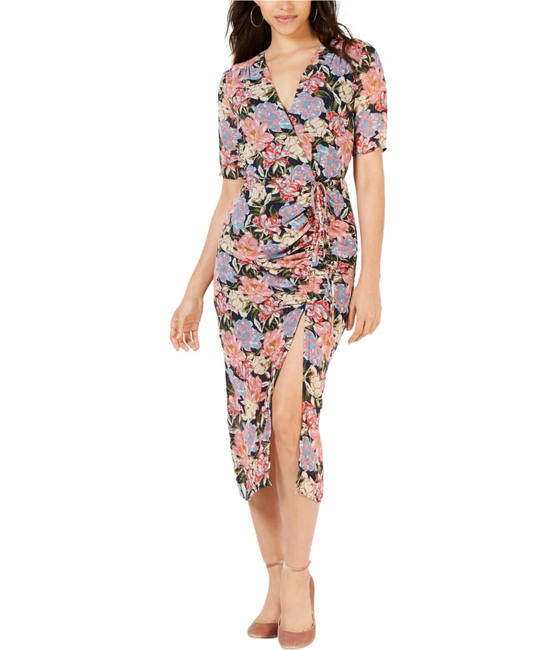 Leyden Womens Ruched Midi Dress