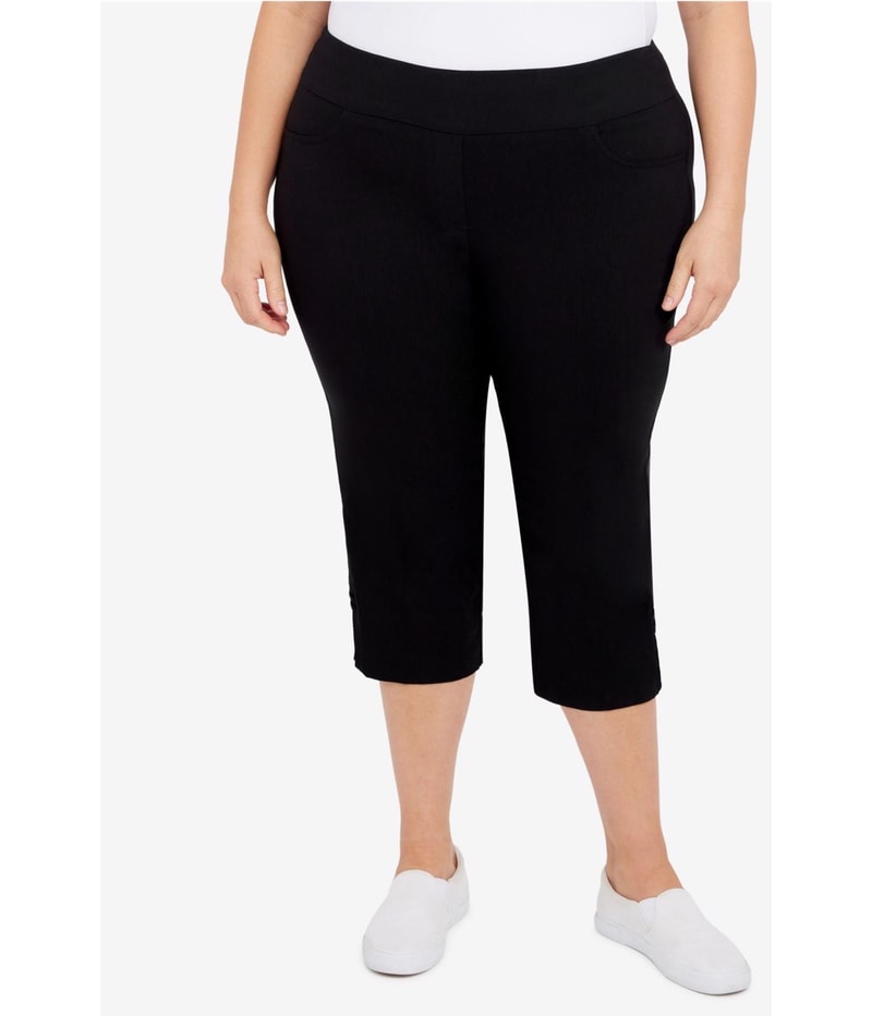 HEARTS OF PALM Womens Essentials Pull On Split Hem Straight Leg Cropped Capri Casual Pants