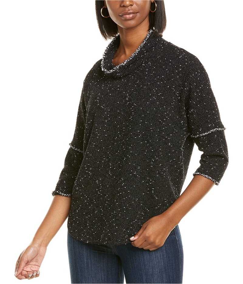 Max Studio London Womens Double Knit Pullover Sweater in White and Black