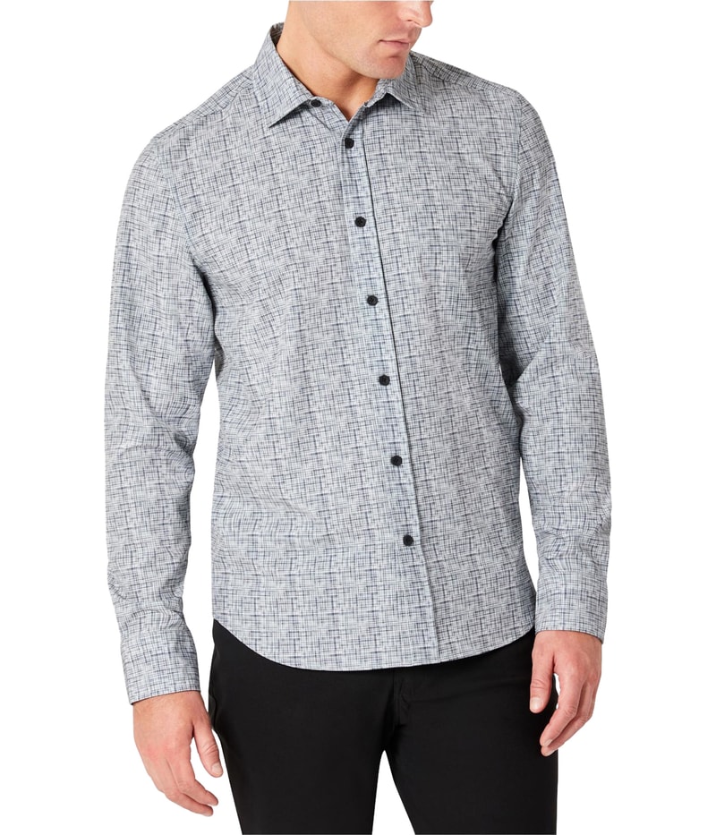 Kenneth Cole Mens Performance Slim Fit Button Up Shirt in Charcoal