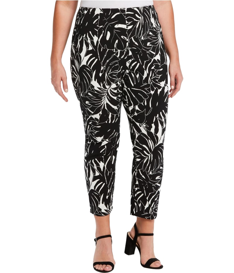 Ella Rafaella Womens Supreme Stretch Straight Leg Casual Pants in White and Black