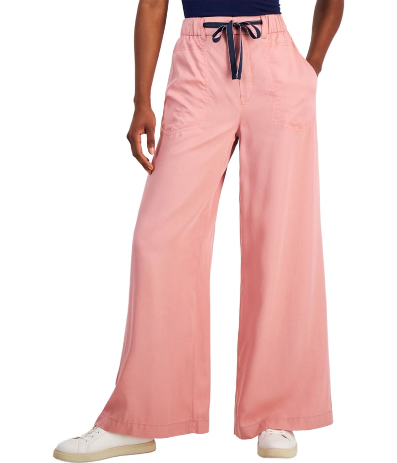 Nautica Womens Wide-Leg Wide Leg Casual Pants in Pink