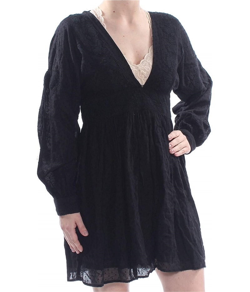 Free People Womens Sugarpie A-line Dress in Black