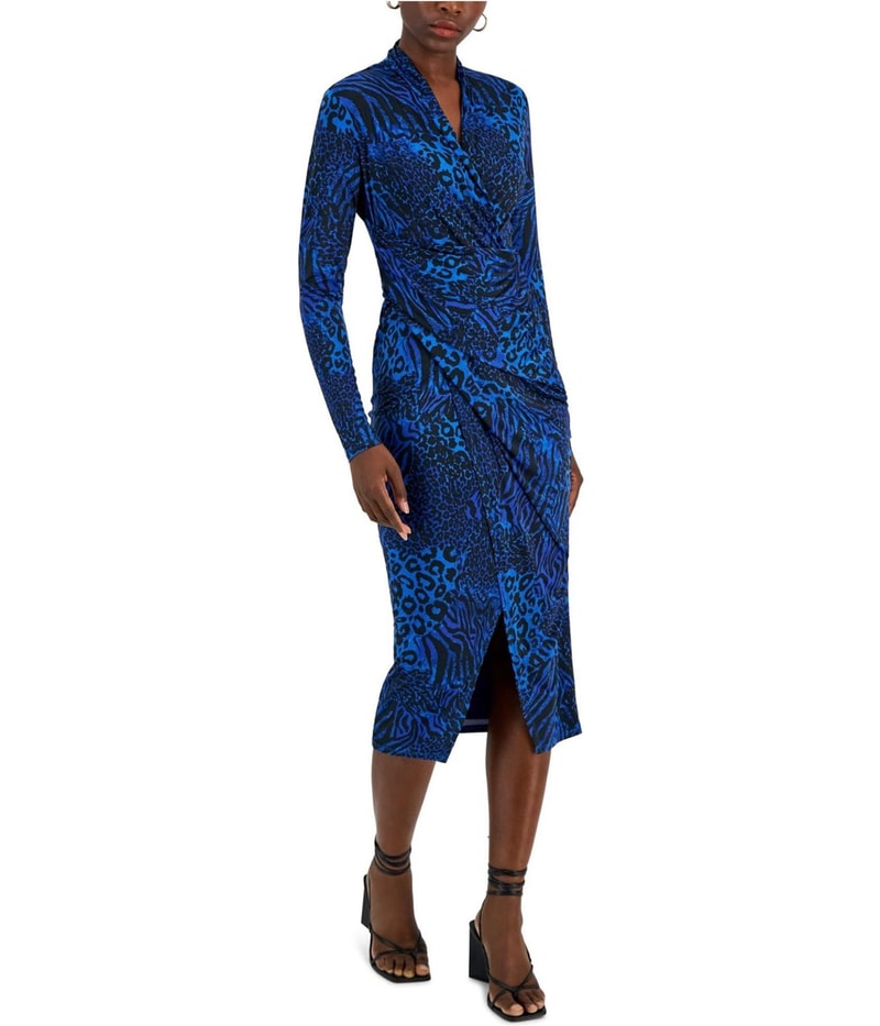 Rachel Roy Womens Stylish Wrap Midi Dress