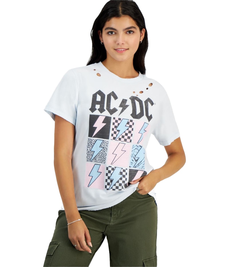 GRAYSON/THREADS Womens Ac/Dc Distressed Tee Basic T-Shirt in Navy