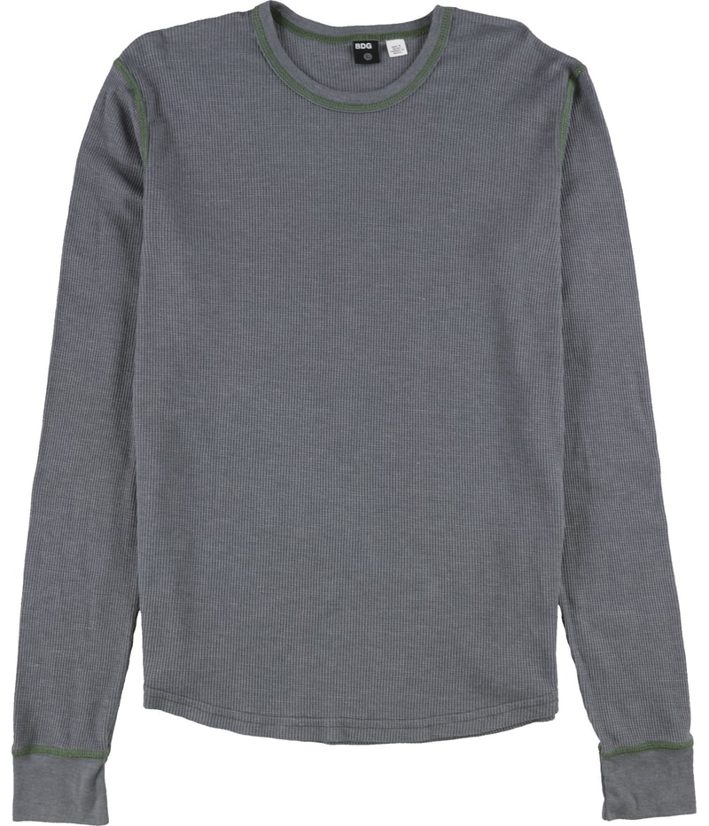 BDG Mens Waffle Contrast Stitch Basic T-Shirt in Gray