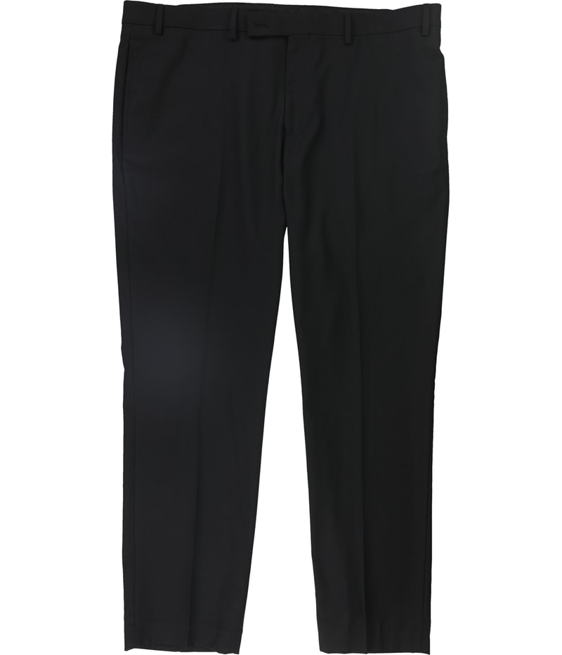 Calvin Klein Mens Solid Straight Leg Dress Pant Slacks in Black