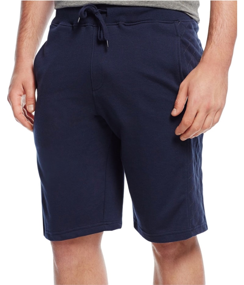 Univibe Mens Quilted Panel Athletic Sweat Shorts in Navy