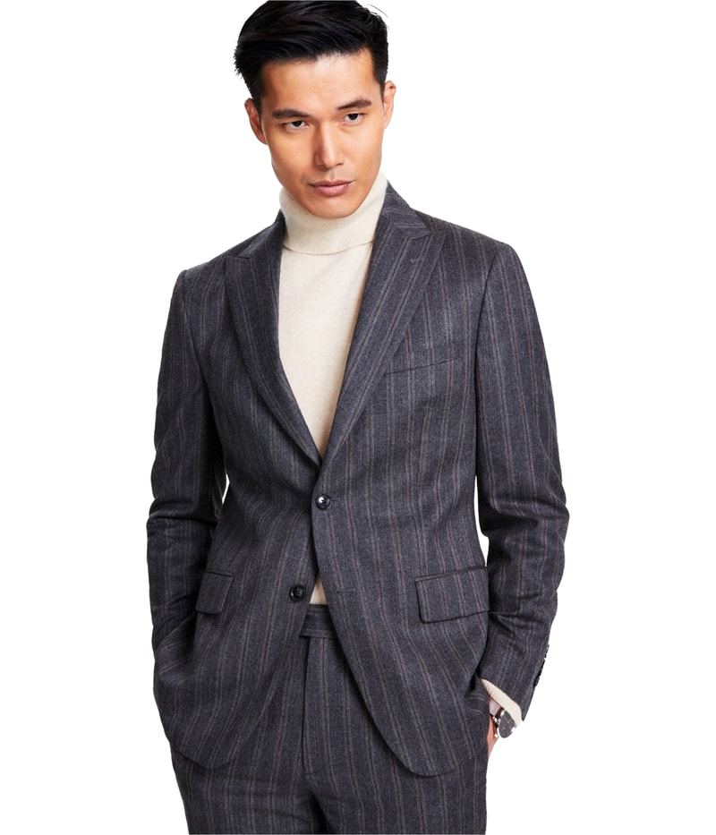 Tallia Mens Slim Fit Stretch Two Button Blazer Jacket in Gray