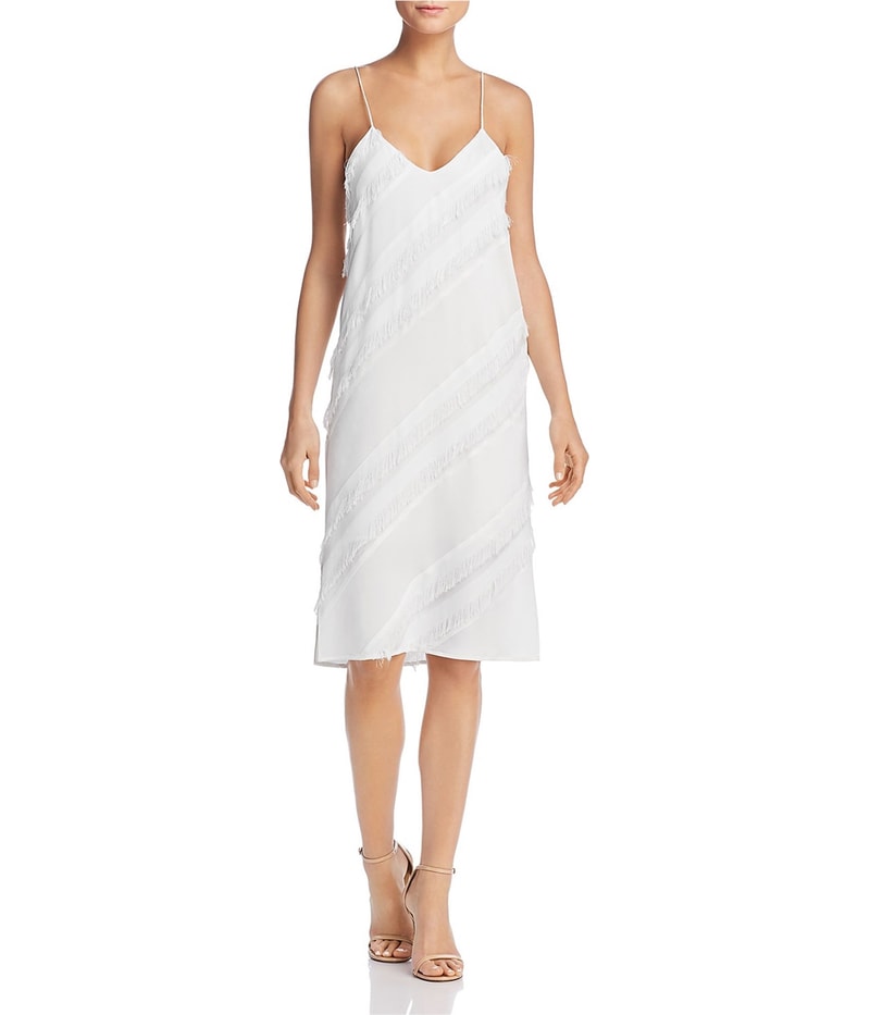 Ramy Brook Womens Fringe Trim A-line Dress in White