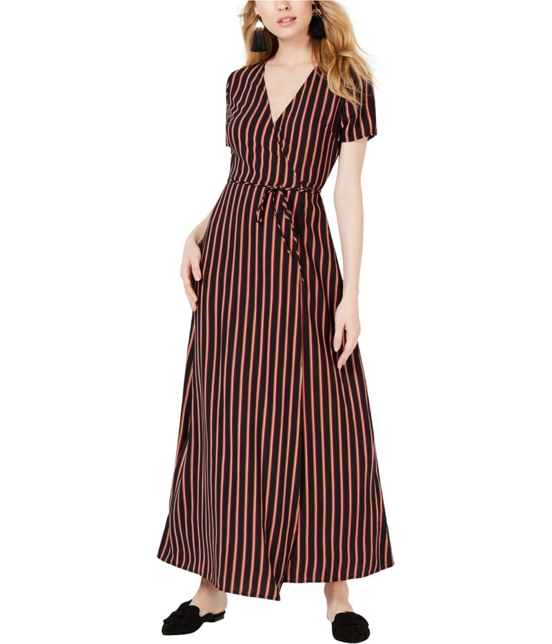 Sage The Label Womens Stripe Wrap Maxi Dress in Black