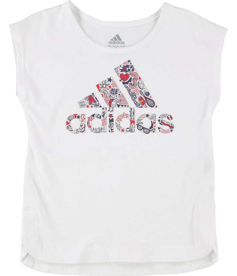 Adidas Girls Printed Graphic T-Shirt in White