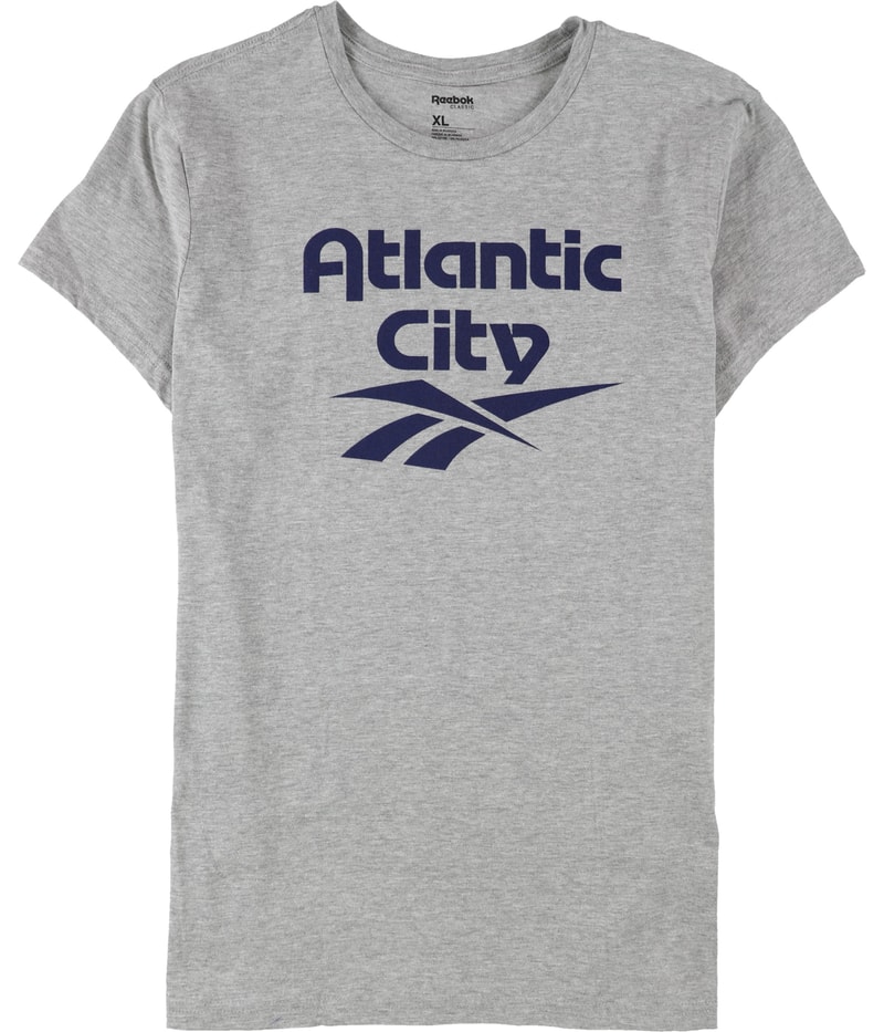 Reebok Womens Atlantic City Linear Logo Graphic T-Shirt in Gray