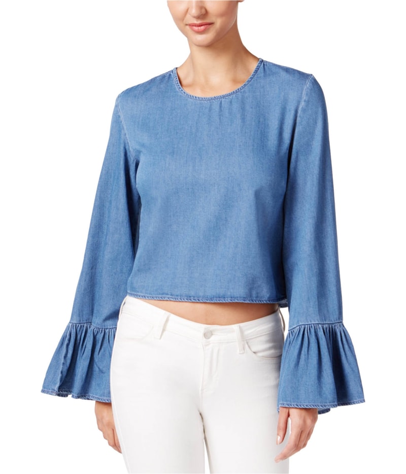 Buffalo David Bitton Womens Thandi Knit Blouse in Blue