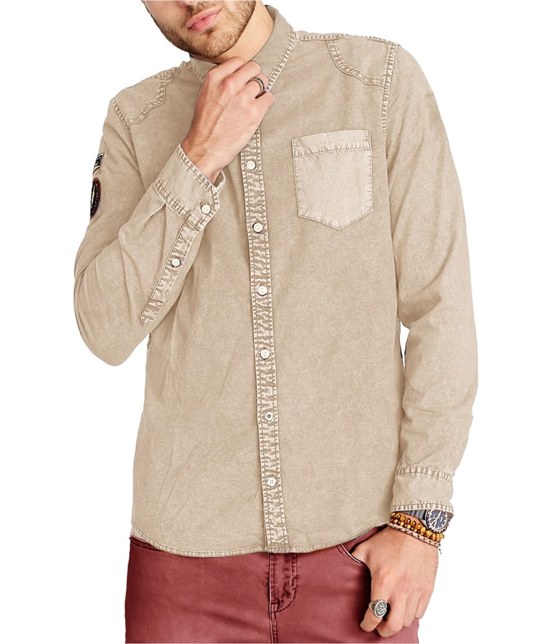 Buffalo David Bitton Mens Silvur-X Button Up Shirt in Beige