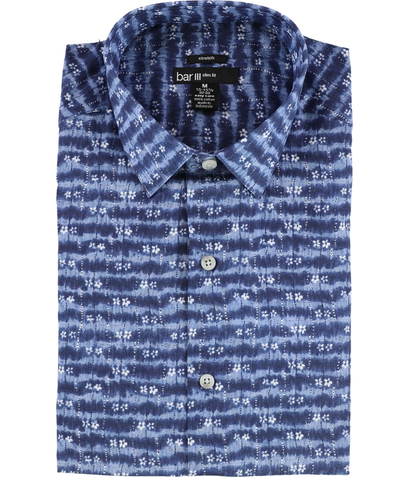 bar III Mens Stretch Button Down Dress Shirt in Blue