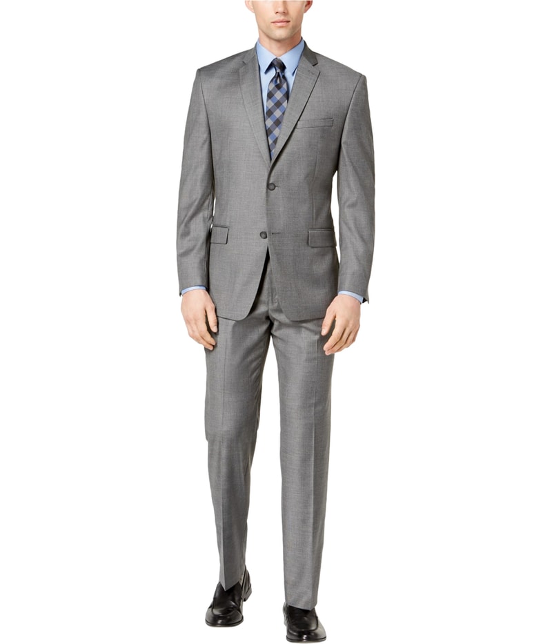Andrew Marc Mens Glen Plaid Two Button Formal Suit in Gray