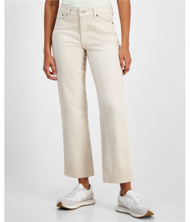 Calvin Klein Womens High Rise Carpenter Jeans in Beige