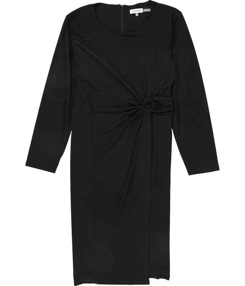 Calvin Klein Womens Ruched Midi Dress in Black