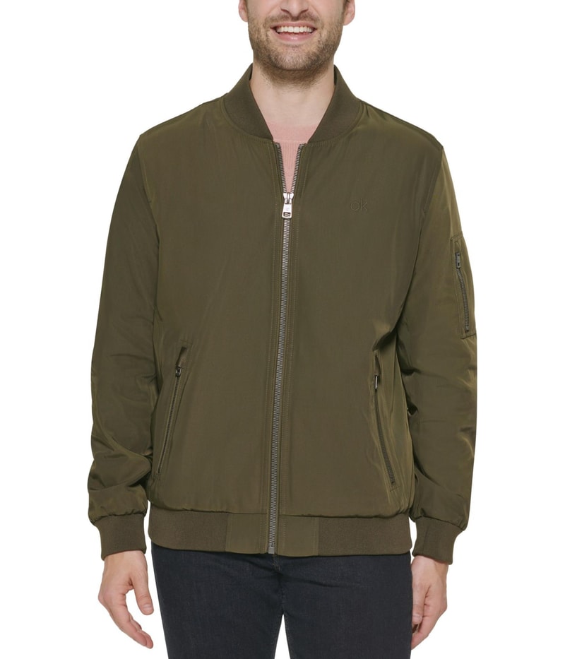 Calvin Klein Mens Solid Full Zip Bomber Jacket