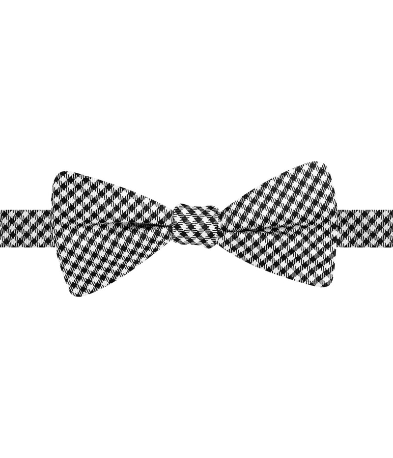 Countess Mara Mens Gingham Self-tied Bow Tie in Black