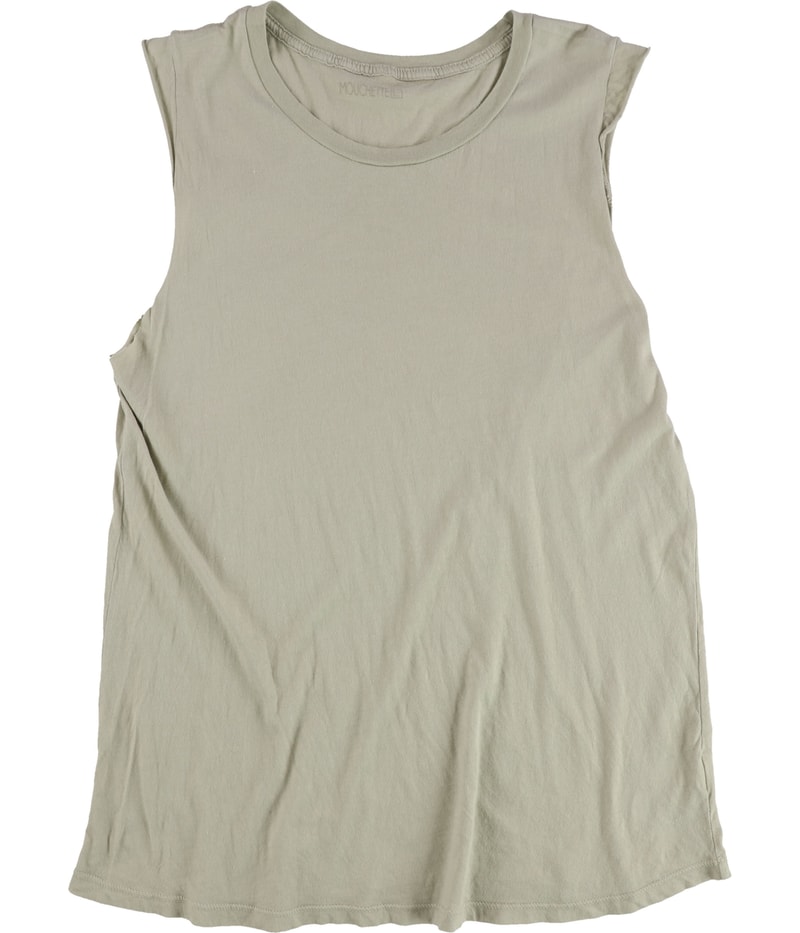 Mouchette Womens Solid Raw Edges Tank Top in Beige