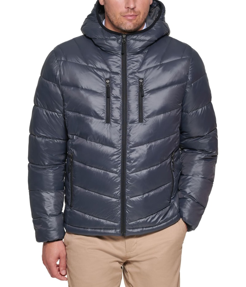 Club Room Mens Chevron Quilted Puffer Jacket