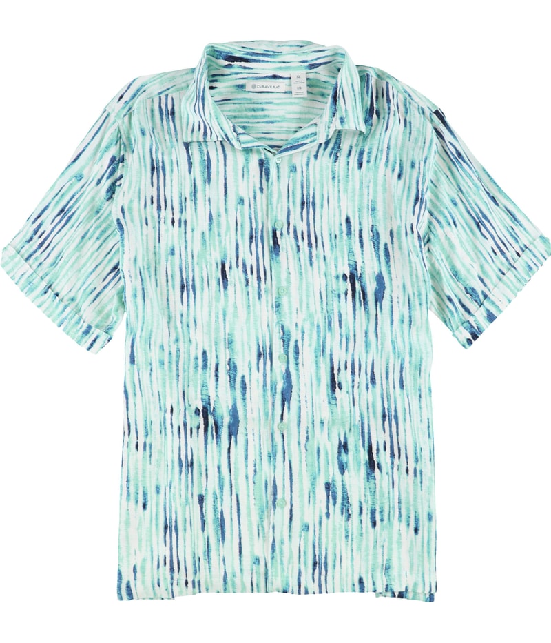 CubAvera Mens Watercolor Stripe Print Button Up Shirt