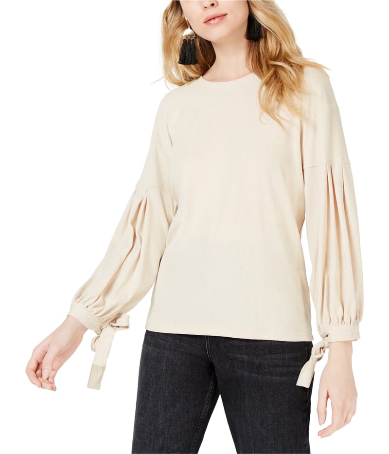 Sage The Label Womens Tie Cuff Shell Blouse in Khaki