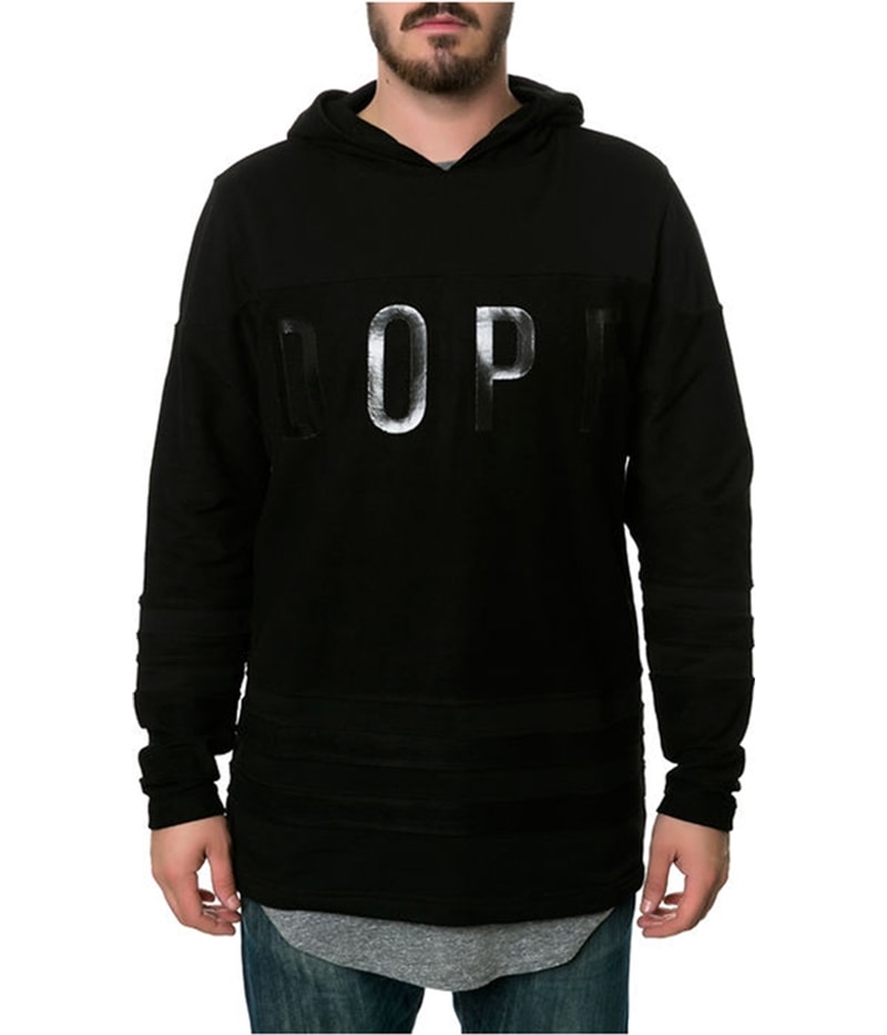 DOPE Mens the Front Print Hockey Hoodie Sweatshirt in Black