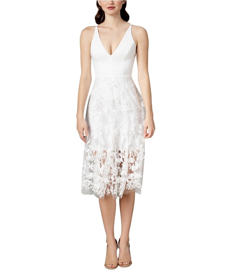 Dress the Population Womens Darleen Midi Dress in White