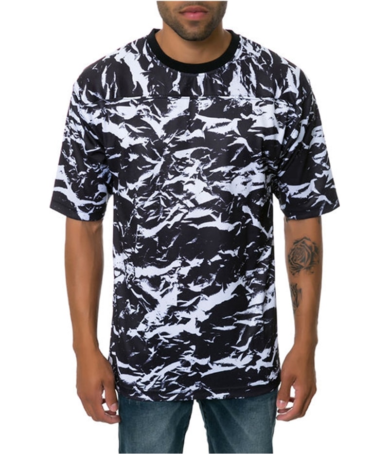 DOPE Mens The Crinkle Football Jersey Graphic T-Shirt in Black