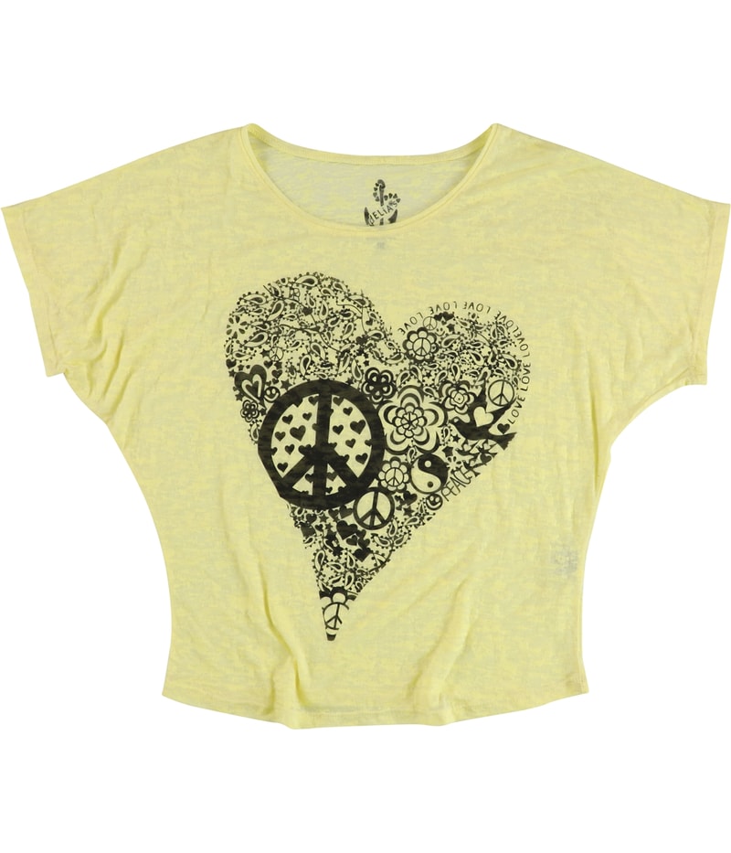 dELiA*s Womens Peace Heart Graphic T-Shirt in Yellow