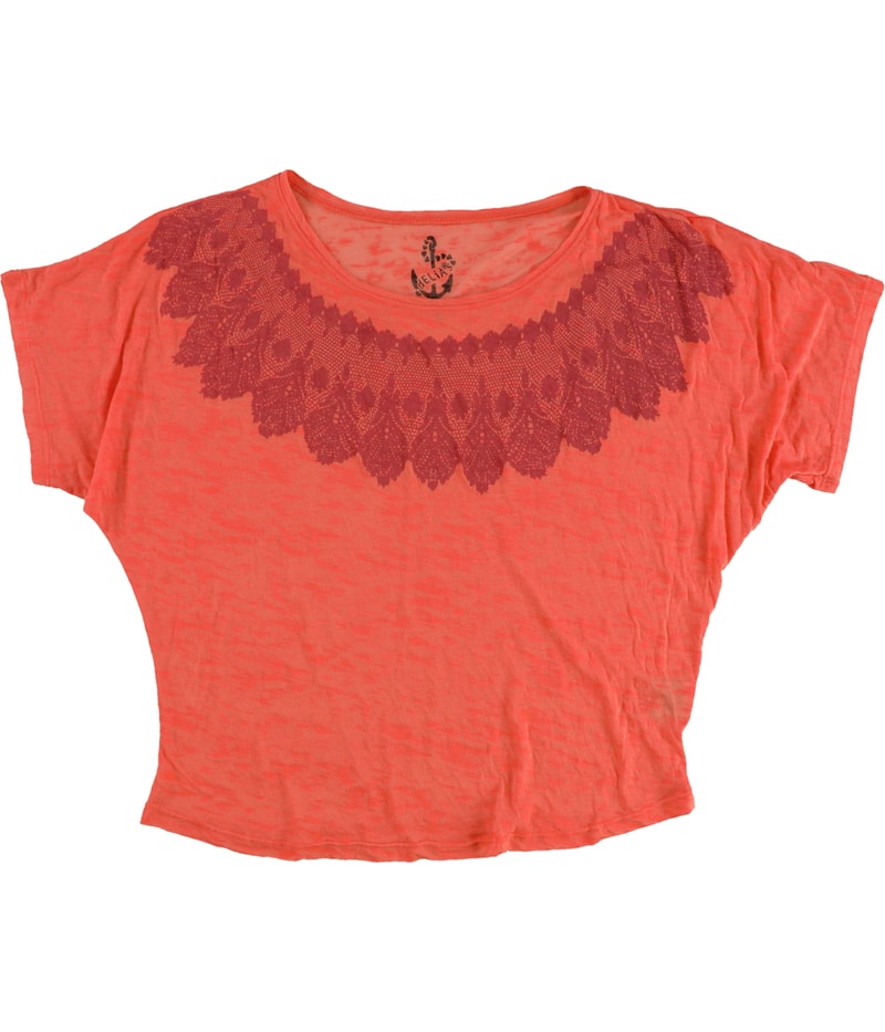 dELiA*s Womens Lace Collar Graphic T-Shirt in Orange