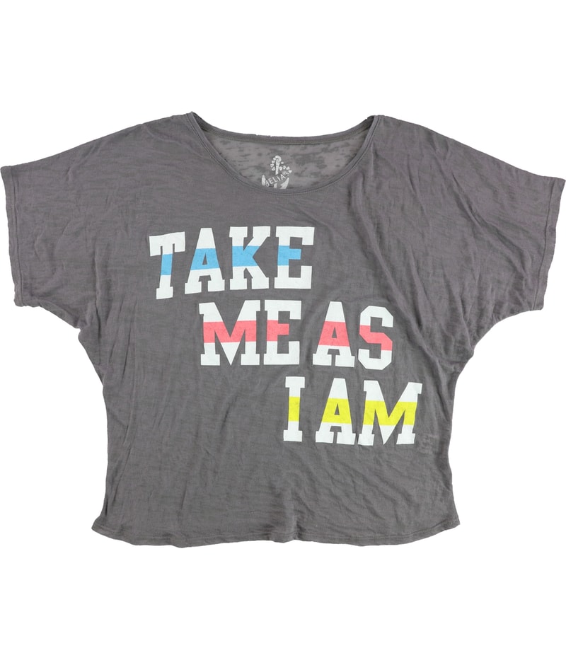 dELiA*s Womens Take Me As I Am Graphic T-Shirt in Charcoal